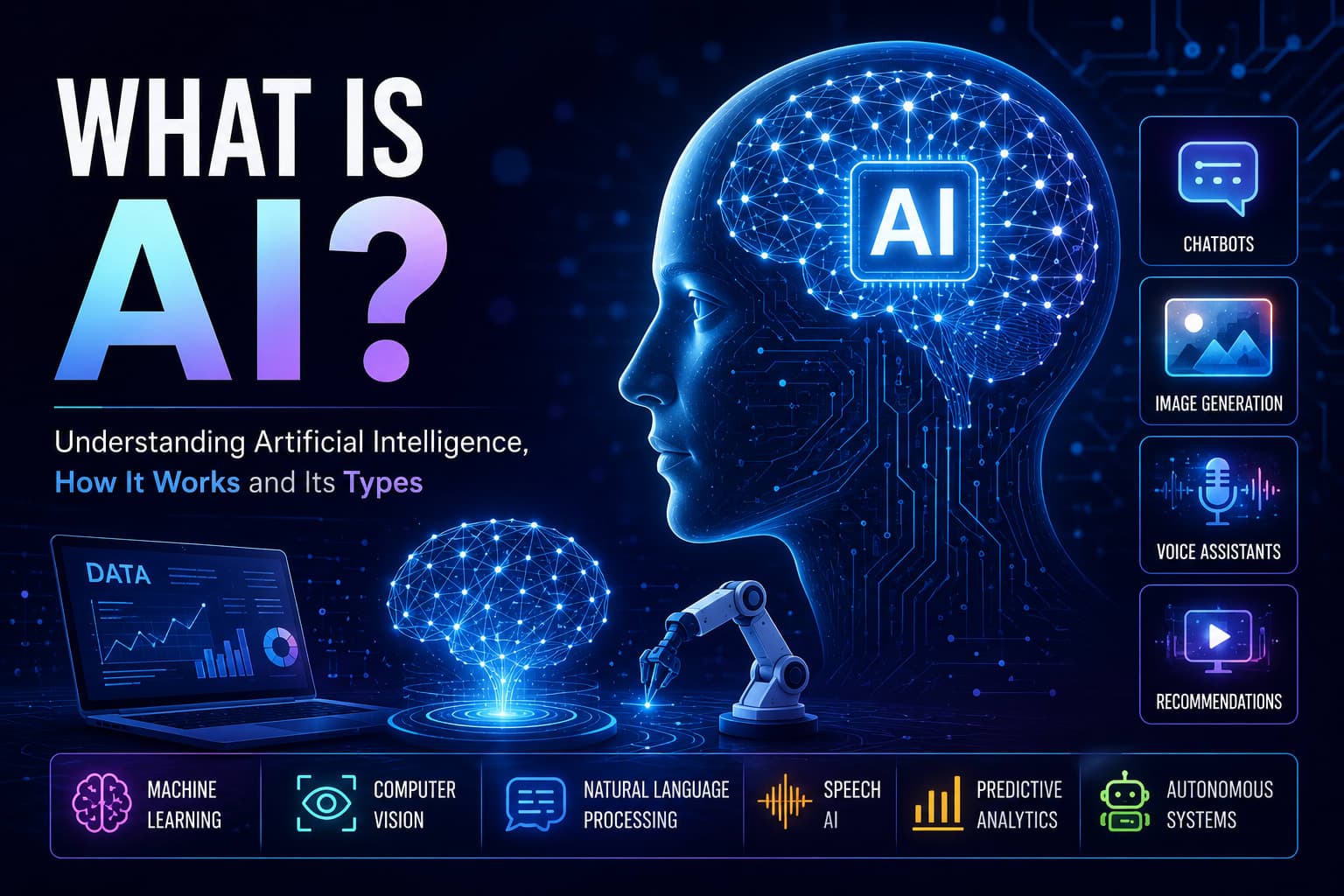 What is AI? A Beginner's Guide to Artificial Intelligence, How It Works, and Types of AI